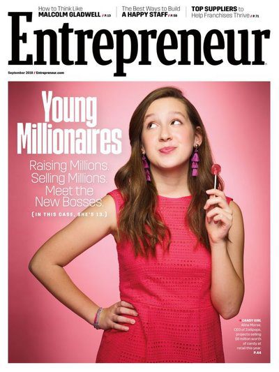 The cover of entrepreneur magazine with a young woman holding a cigarette.