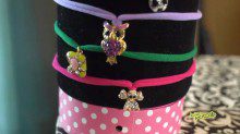 Closeup shot of colorful bands with lockets
