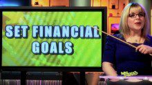 Woman pointing to set financial goals