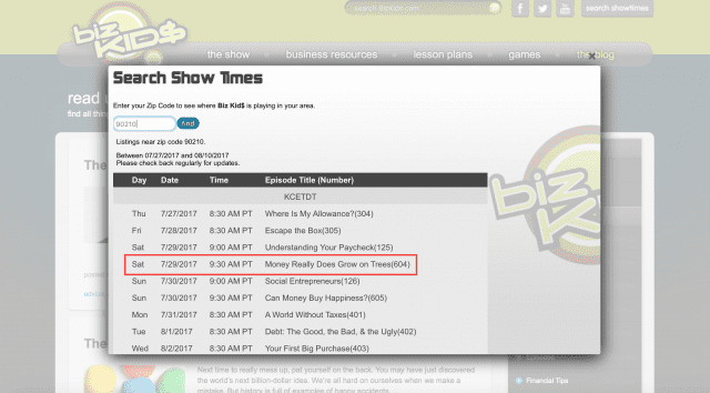 A screen shot of a website with the search show times highlighted.