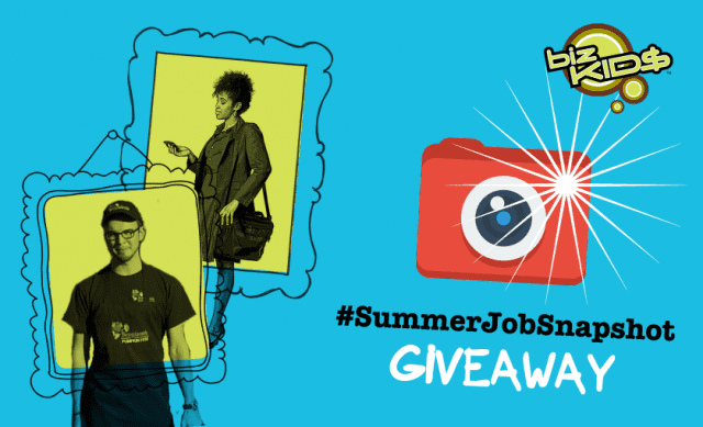 A photo of a man and a woman with the words summer job snapshot giveaway.