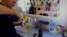 Man pouring chemical product