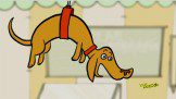 A dog hanging animation