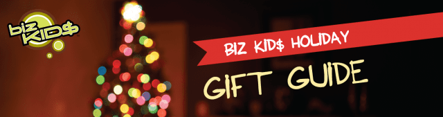 A christmas tree with the words'kids holiday gift guide'.