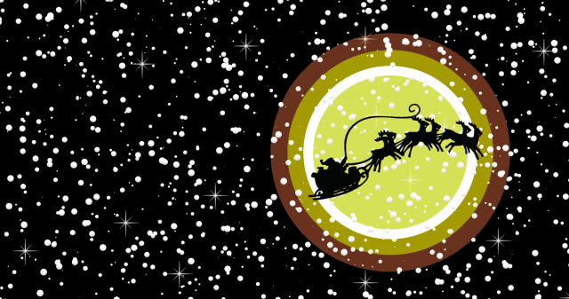 Santa claus on a sleigh in the snow.