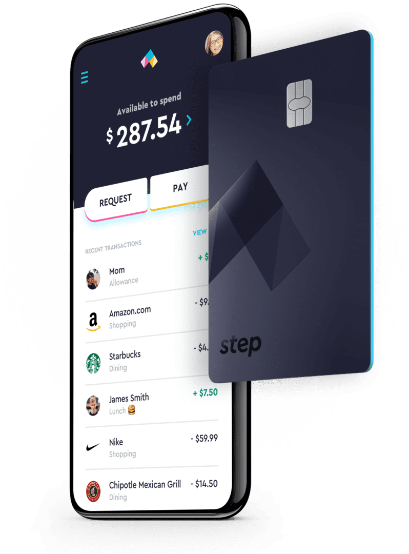 A smartphone with a credit card on it.